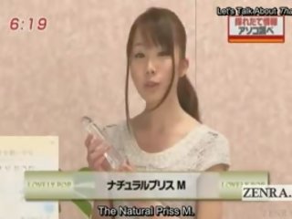 Subtitruota pakvaišęs japoniškas naujienos televizija vid žaislas demonstration