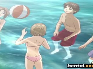 Nerdy young lady with glasses takes it secretly at the beach - Hentaixxx