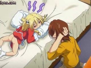 Vājas anime blondīne aizņem liels loceklis