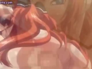 Redhead hentai teasing hard cock