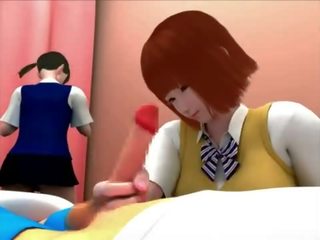 Trekant 3d med 2 japansk tenåring skolejenter