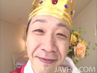 Aiuchi role plays with a turned on schoolboy that thinks he is the king of her apartment